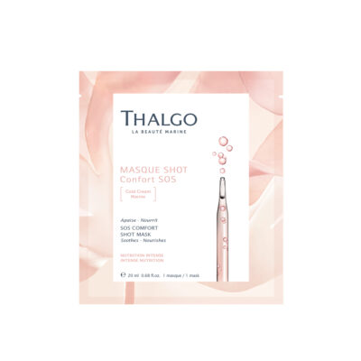 Thalgo Masque Shot Confort SOS. Le masque tissu qui nourrit et apaise. 10 minutes d'applications pour 8h d'efficacité.